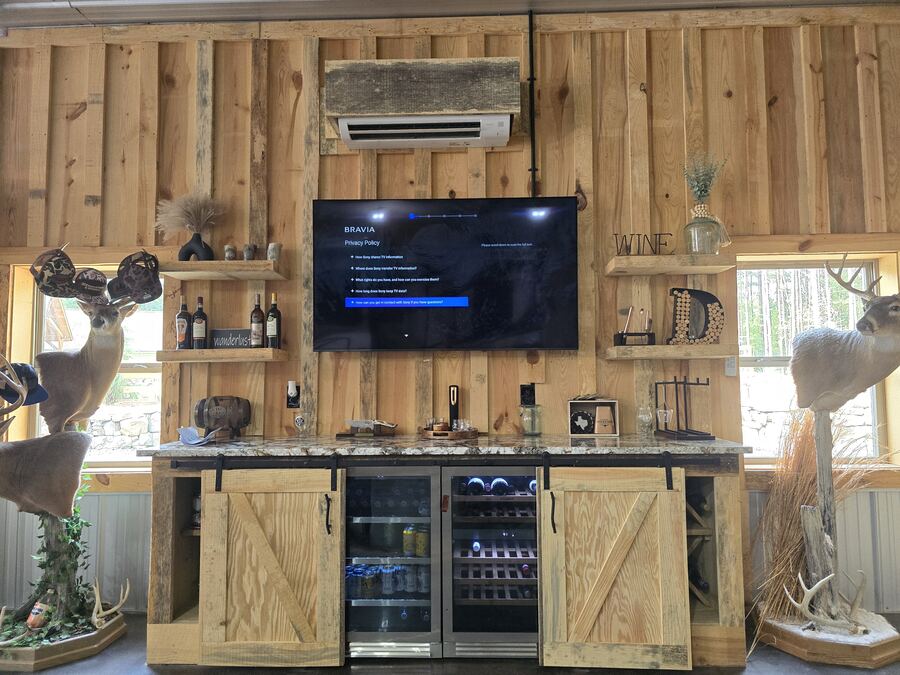 TV Installation Over Custom Bar